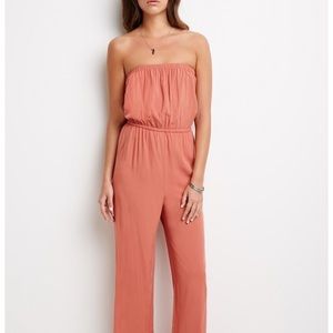 CORAL STRAPLESS ROMPER